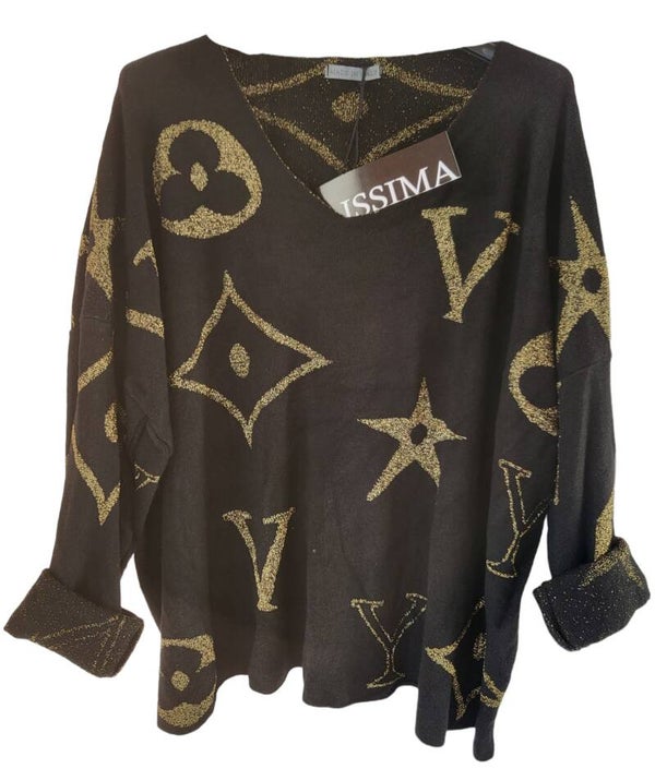 Pullover schwarz/gold "YV", Gr. 38 - 42, 1x verfügbar