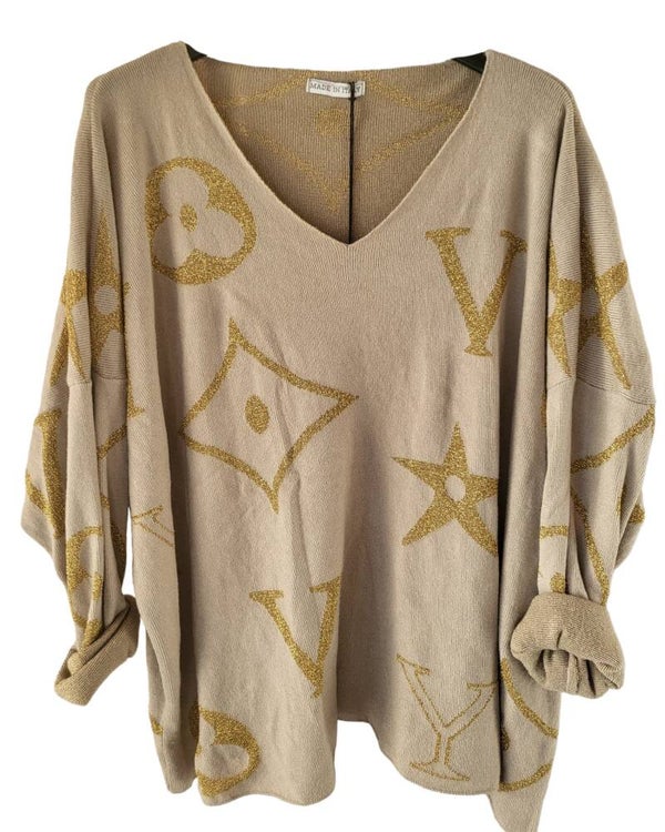 Pullover beige/gold "YV", Gr. 38 - 42, 1x verfügbar