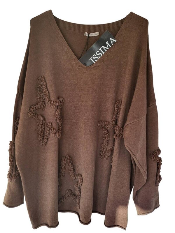 Pullover schokolade mit Sternen, Gr. 40 - 44, 1x verfügbar