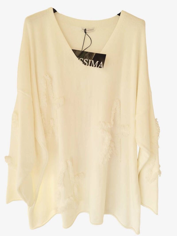 Pullover weiss mit Sternen, Gr. 40 - 44, 1x verfügbar