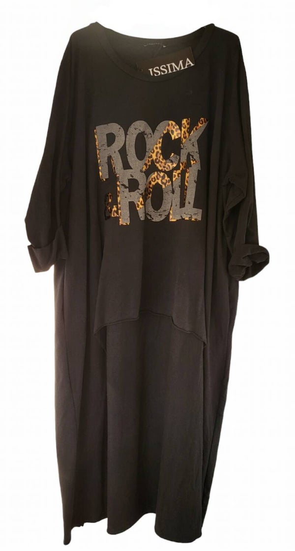 Langarmshirt vokuhila schwarz "Rock & Roll", Gr. 40 - 46, 1x verfügbar