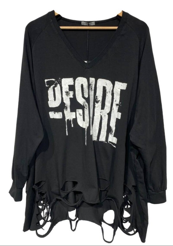 Langarmshirt schwarz "Desire", Gr. 40 - 44/46, 1x verfügbar