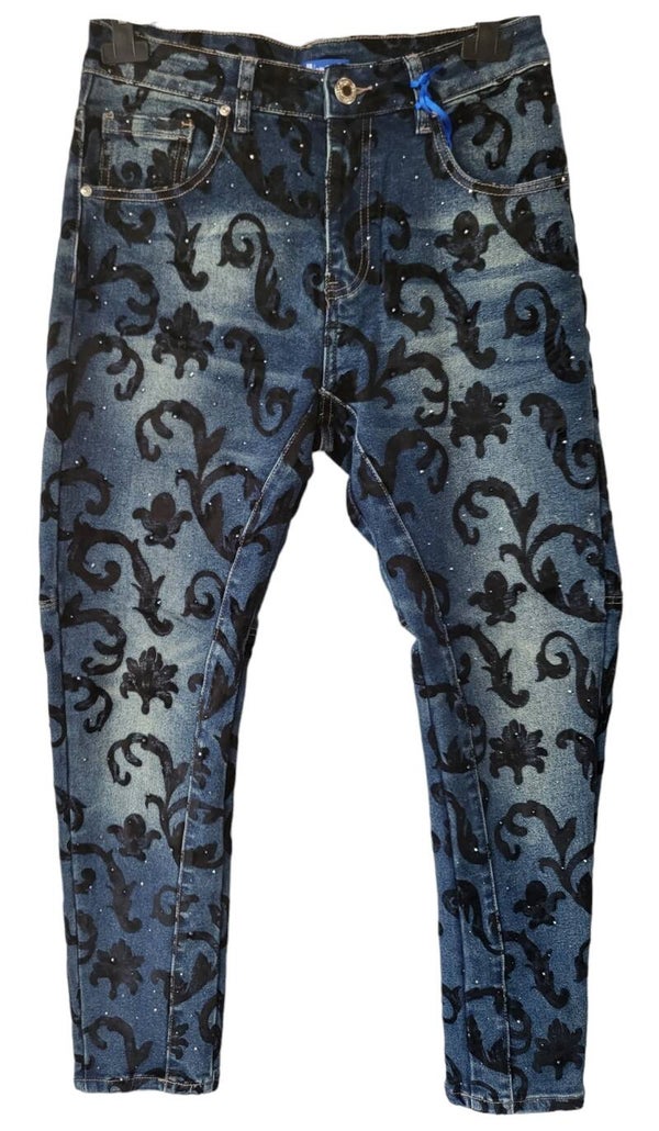 Stretchjeans blau "Ranken", Gr. S (36/38), 1x verfügbar