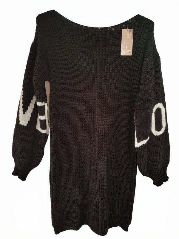 Longpullover schwarz "LOVE", Gr. 38 - 42, 1x verfügbar