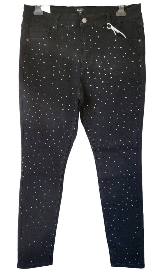 Stretchhose schwarz "Bling bling", Gr. 46, 1x verfügbar
