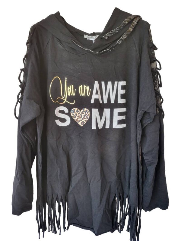 Pullover schwarz "AWESOME", Gr. 38 - 42, 1x verfügbar