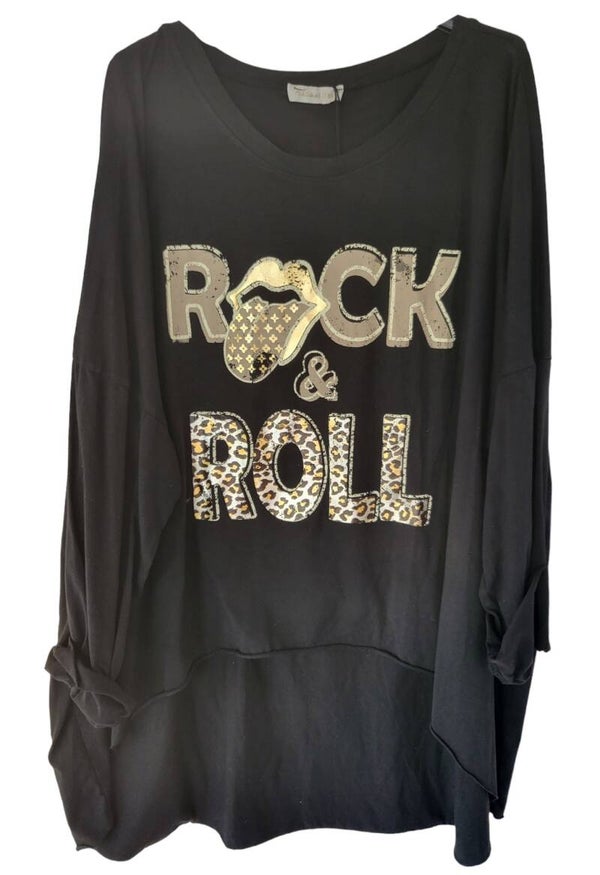 Sweatshirt schwarz "Rock & Roll", Gr. 38 - 44, 2x verfügbar