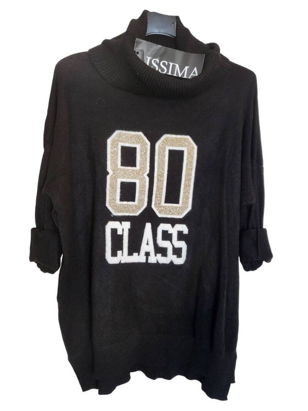 Pullover schwarz "80 Class", Gr. 38 - 42/44, 1x verfügbar
