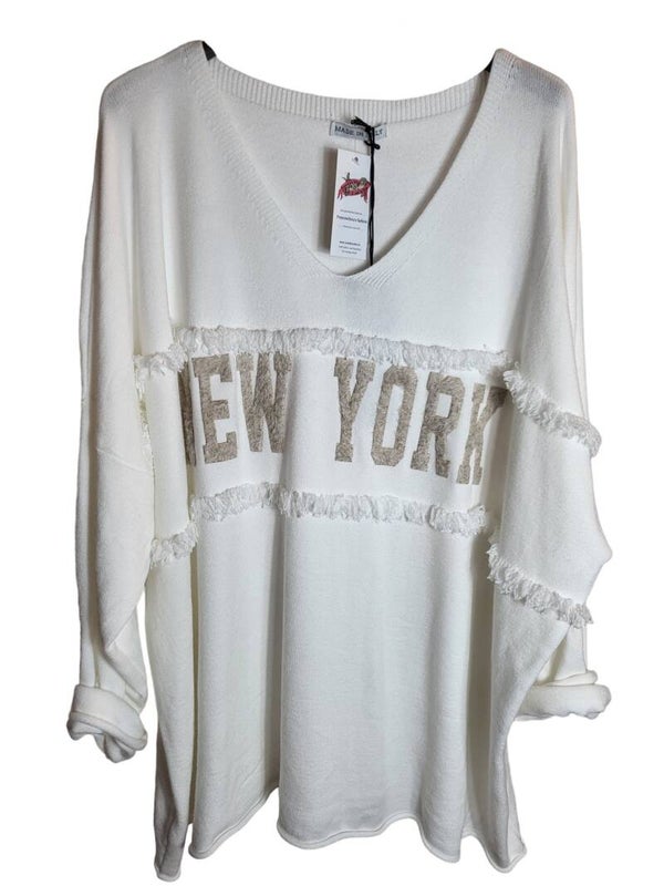 Pullover weiss "New York", Gr. 38 - 44, 1x verfügbar