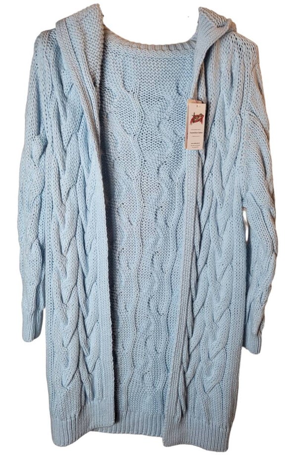 Kapuzencardigan hellblau, Gr. 38 - 42, 1x verfügbar