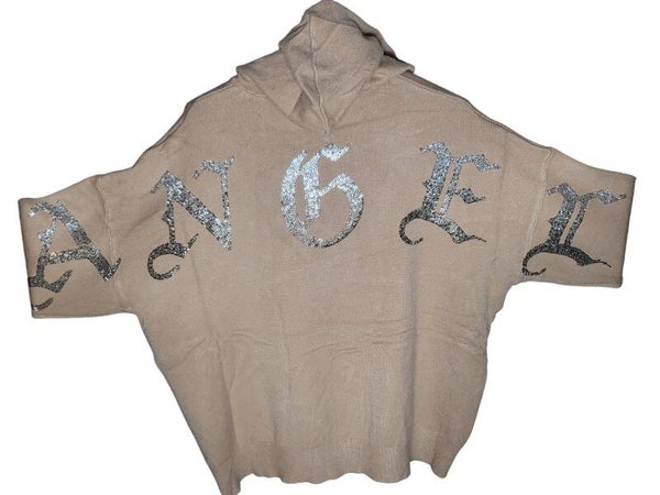 Pullover beige mit Schriftzug "ANGEL", Gr. 38 - 42, 2x verfügbar