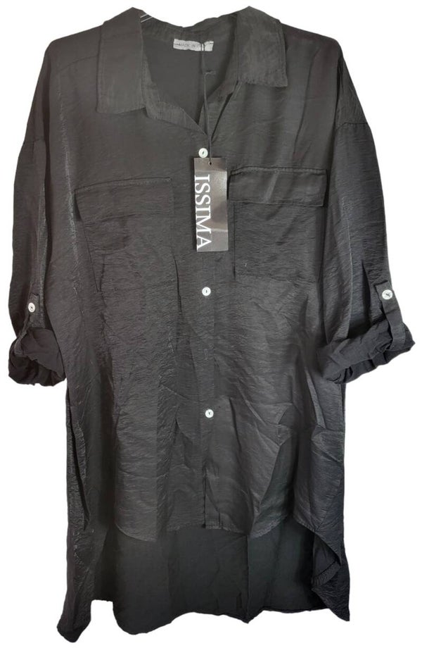 Bluse schwarz schimmer, Gr. 38 - 42/44, 1x verfügbar