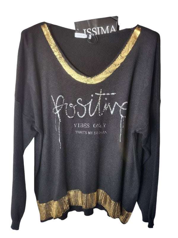Pullover schwarz "POSITIV", Gr. 38 - 42/44, 1x verfügbar