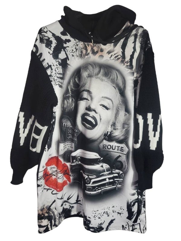 Longpullover schwarz/weiss "Marilyn - Route 66", Gr. 38 - 42/44, 1x verfügbar