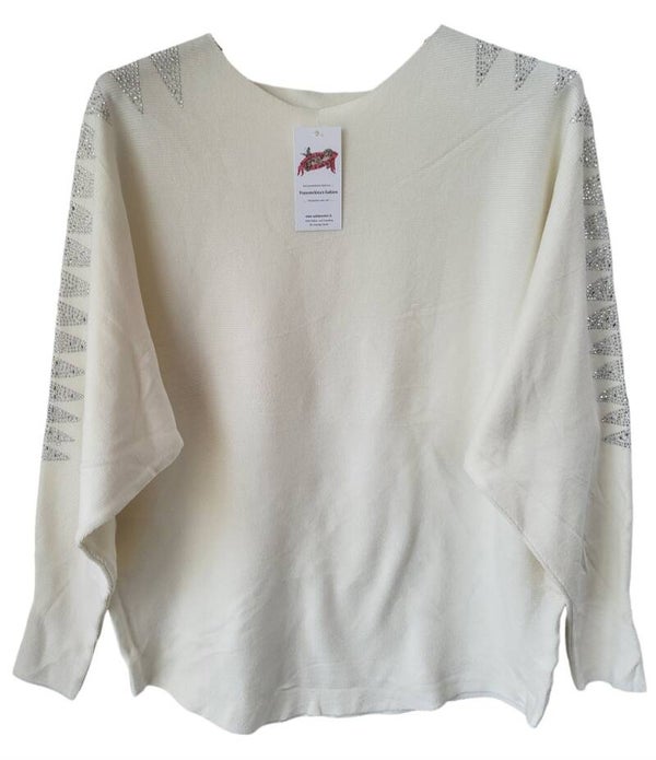 Pullover weiss "glitzer Ärmel", Gr. 38 - 42, 2x verfügbar