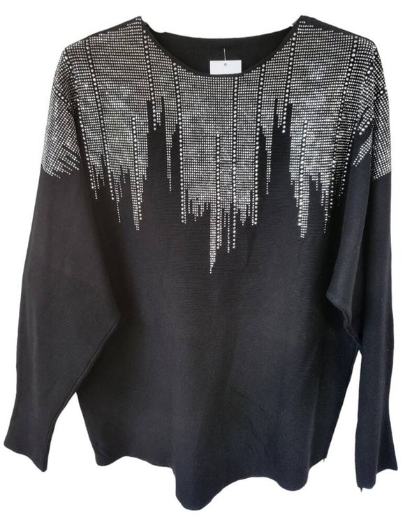 Pullover schwarz "glitzer Wasserfall", Gr. 38 - 42, 2x verfügbar