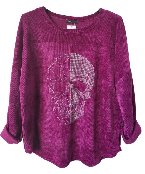 Pullover beere mit Skull, Gr. 40 - 42/44, 2x verfügbar