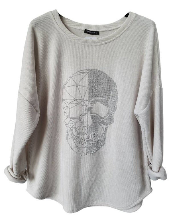 Pullover weiss mit Skull, Gr. 40 - 42/44, 1x verfügbar