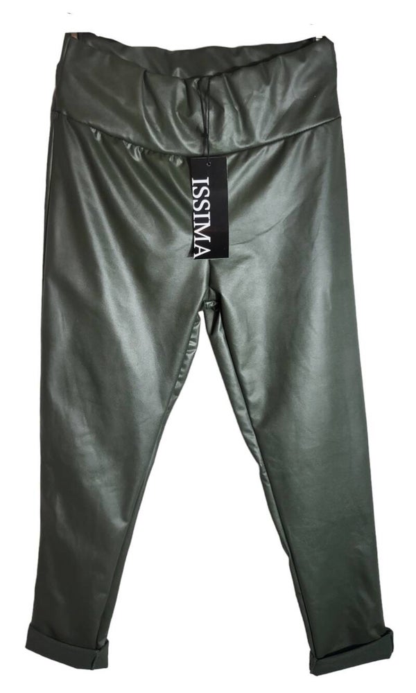 Lederimitat - Leggins militär grün, Gr. 38/40, 2x verfügbar