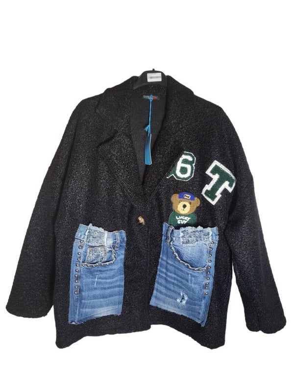 Teddyjacke schwarz, Gr. 42/44, 1x verfügbar