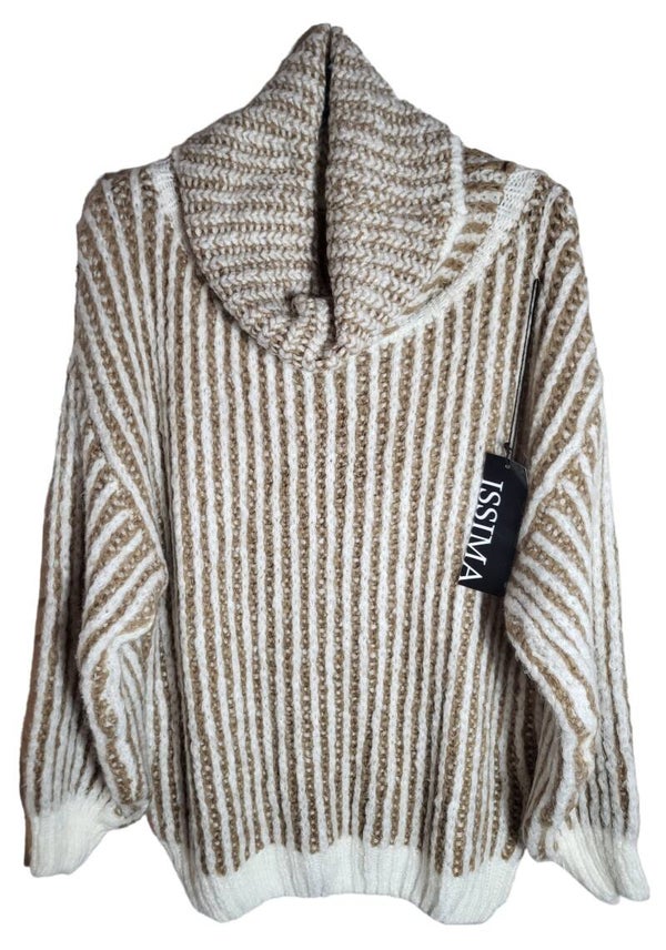 Rollkragenpullover weiss/cammel, Gr. 38 - 44, 1x verfügbar