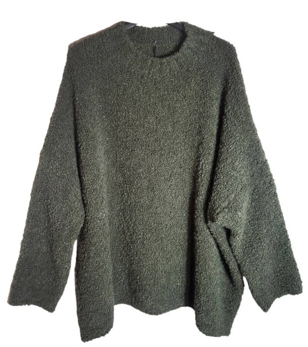 Pullover khaki flauschig, Gr. 42 - 44/46, 1x verfügbar