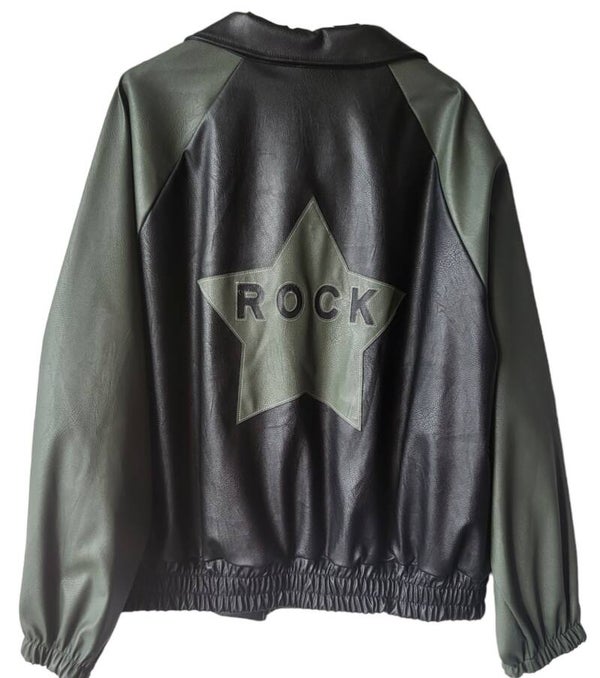 Kunstlederjacke khaki/schwarz "ROCK", Gr. 38 - 42/44, 1x verfügbar