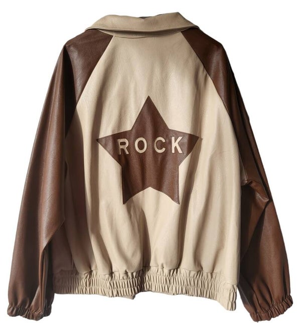 Kunstlederjacke dunkelbeige/schokolade "ROCK", Gr. 38 - 42/44, 1x verfügbar