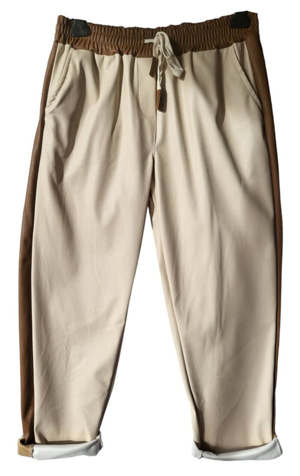 Kunstlederhose beige/cammel, Gr. 38 - 42, 1x verfügbar