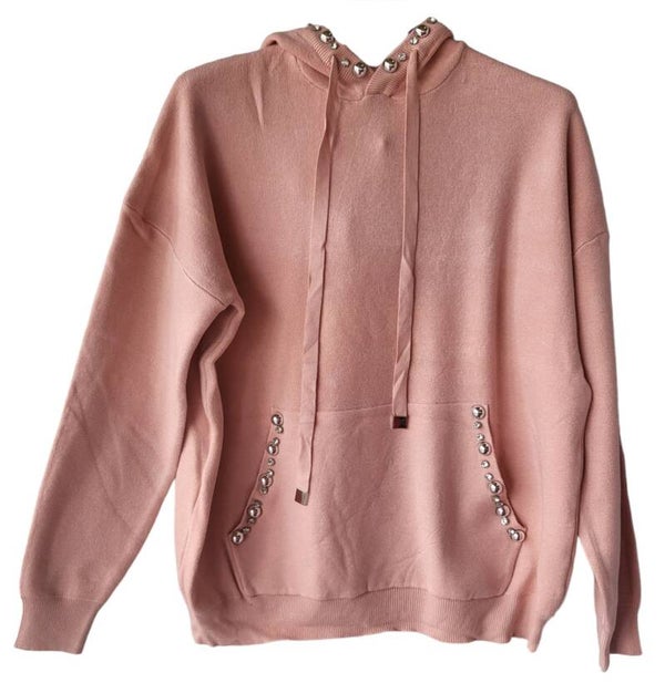 Kapuzenpullover altrosa/lachs mit "Bling bling", Gr. 40 - 42/44, 1x verfügbar