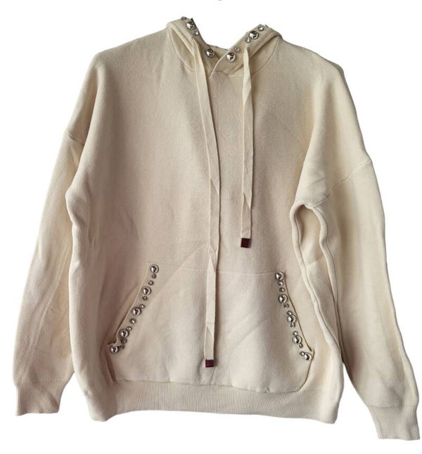 Kapuzenpullover hellbeige mit "Bling bling", Gr. 40 - 42/44, 2x verfügbar