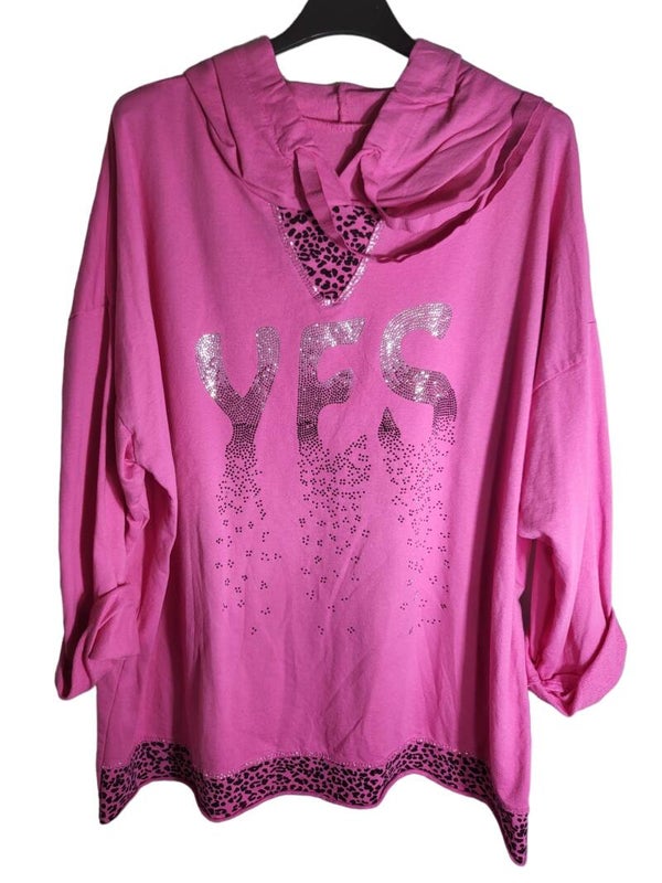 Kapuzenshirt pink " YES", Gr. 38 - 42, 2x verfügbar