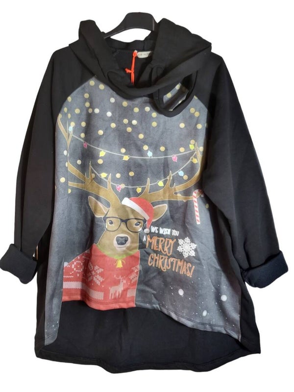 Kapuzenpullover vokuhila "Weihnachten", Gr. 42/44, 1x verfügbar