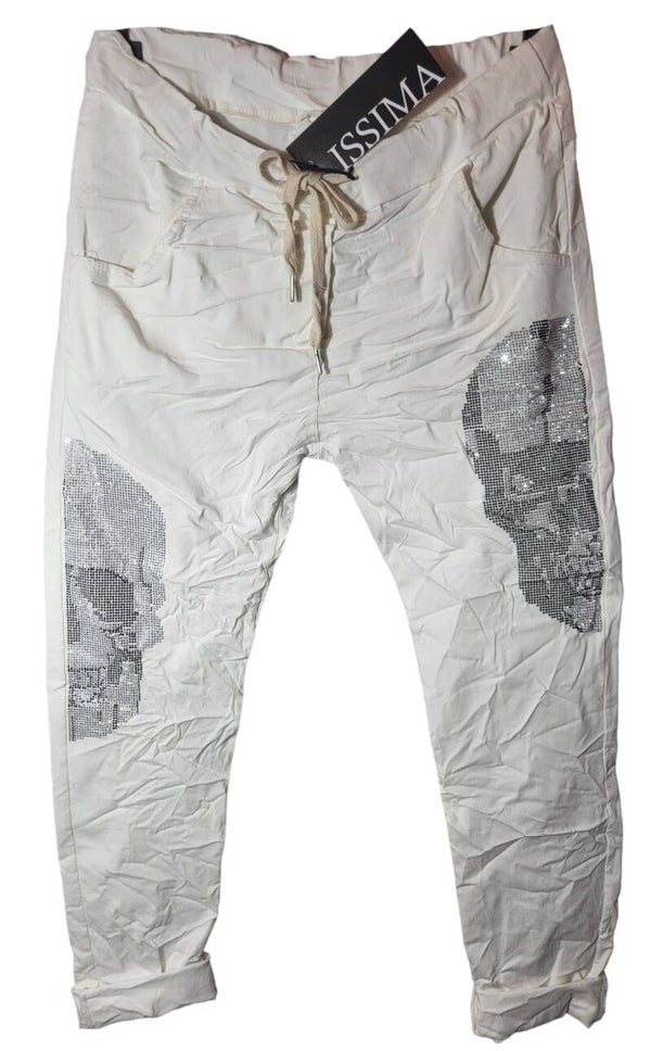 Stretchhose weiss "SKULL", Gr. 38 - 42/44, 2x verfügbar