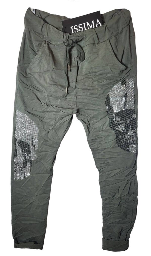 Stretchhose khaki "SKULL", Gr. 38 - 42/44, 1x verfügbar