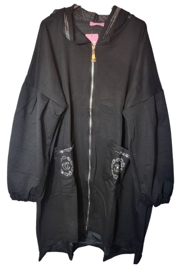 WAWA Hoodie schwarz mit Reissverschluss, Gr. 52, 1x verfügbar
