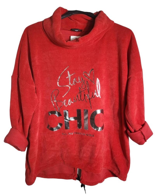 Pullover rot " Stay beautyful...", Gr.42/44, 1x verfügbar