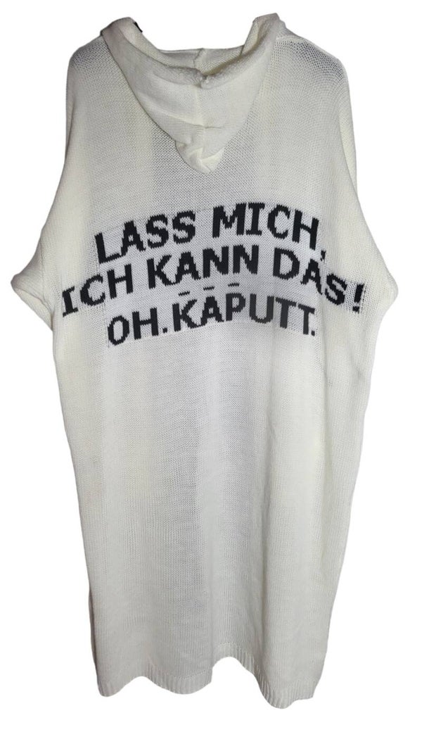 Kapuzencardigan weiss "Lass mich....", Gr. one size (bis 46), 1x verfügbar