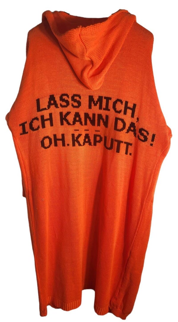 Kapuzencardigan orange "Lass mich....", Gr. one size (bis 46), 1x verfügbar