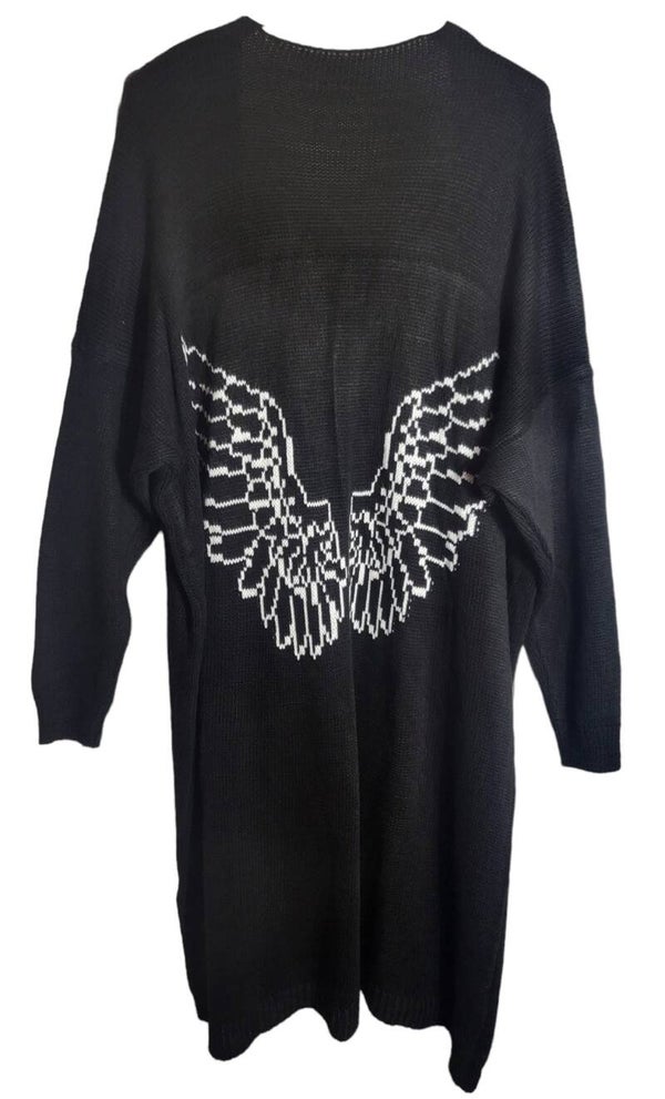 Cardigan schwarz mit Engelsflügeln, Gr. one size (bis 44/46), 2x verfügbar
