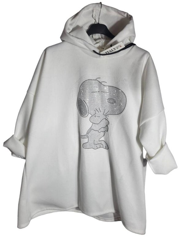 Kapuzenpullover weiss mit glitzer Snoopy, Gr. 40 - 42/44, 1x verfügbar
