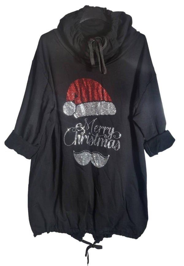 Longpullover schwarz "Merry Christmas", Gr. 38/40 - 42/44, 2x verfügbar