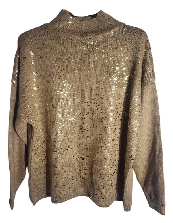Pullover camel mit Goldflocken, Gr. 40 - 42, 2x verfügbar