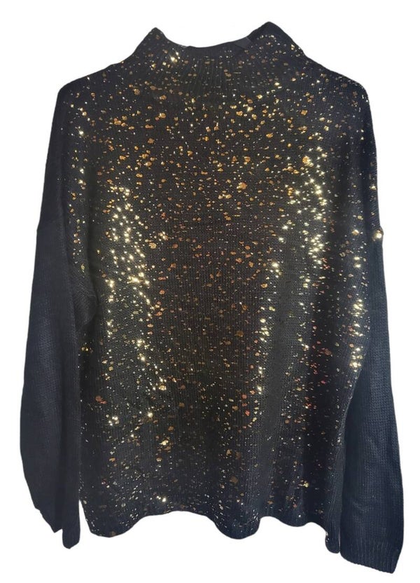 Pullover schwarz mit Goldflocken, Gr. 40 - 42, 1x verfügbar