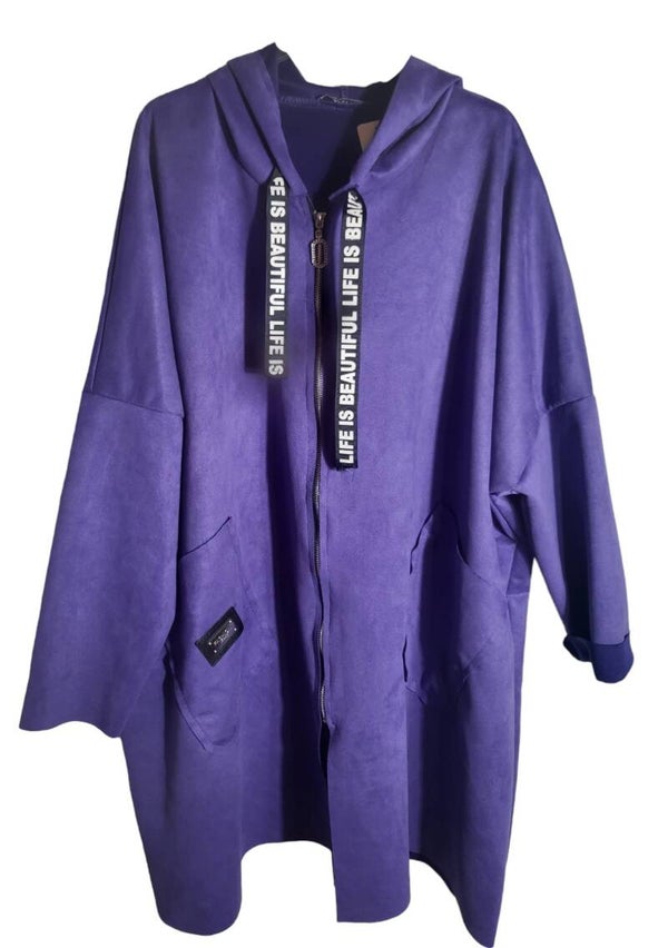 Kapuzenjäggli XL violett in Wildlederoptik, Gr. 46 - 50, 1x verfügbar