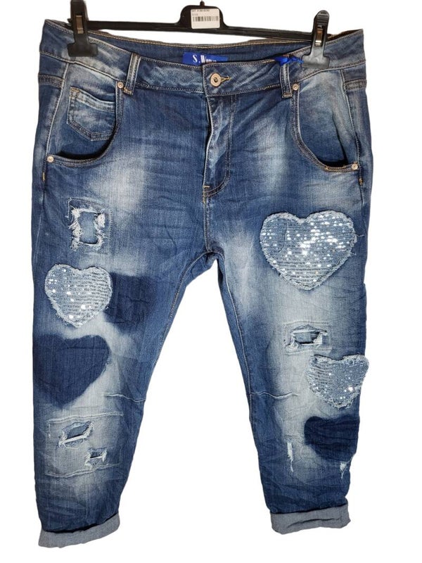 Jeans mit Paillettenherz, Gr. M (40/42) - 1x verfügbar