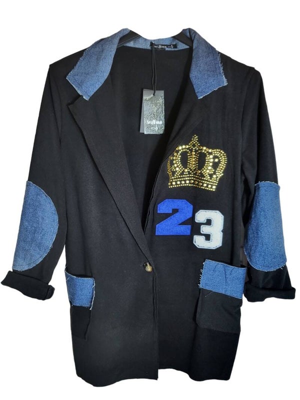 Stoffblazer schwarz/jeans "KRONE", Gr. 40 - 42/44, 2x verfügbar