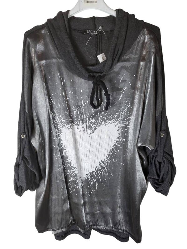 Sweatshirt schwarz "Herz", Gr. 38 - 42, 1x verfügbar