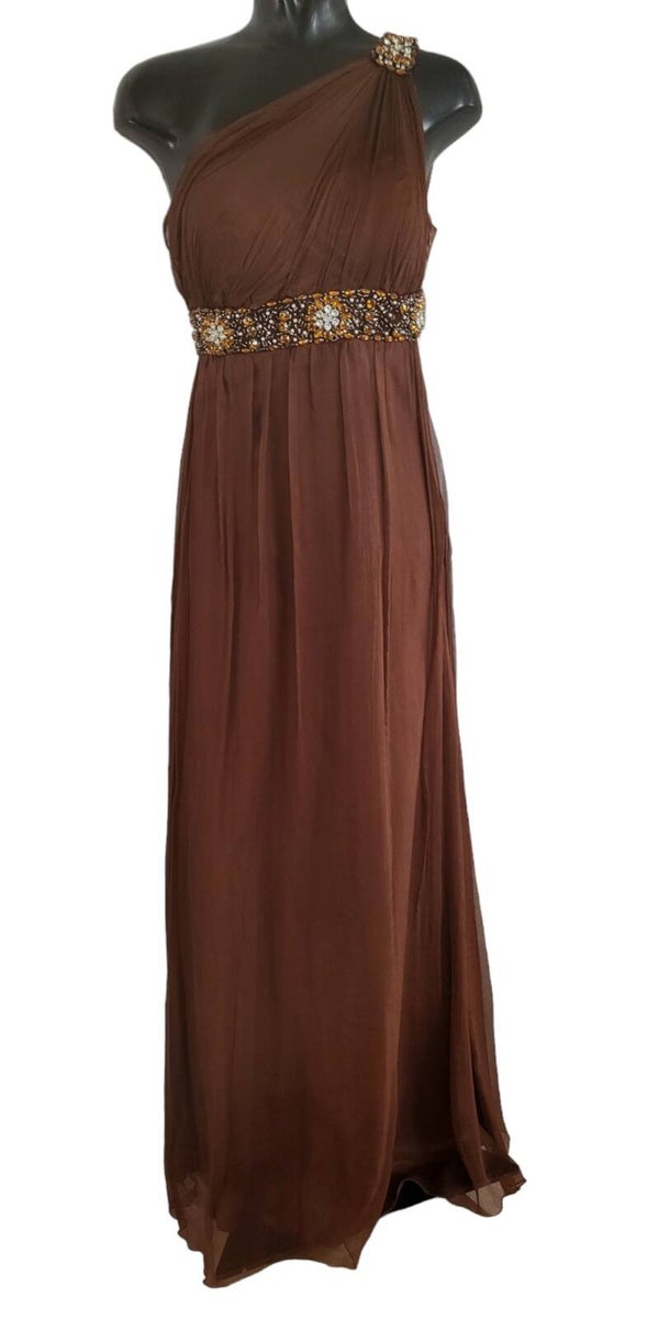 Abendkleid lang braun mit Stola, Gr. M/L (38/40) - 1x verfügbar
