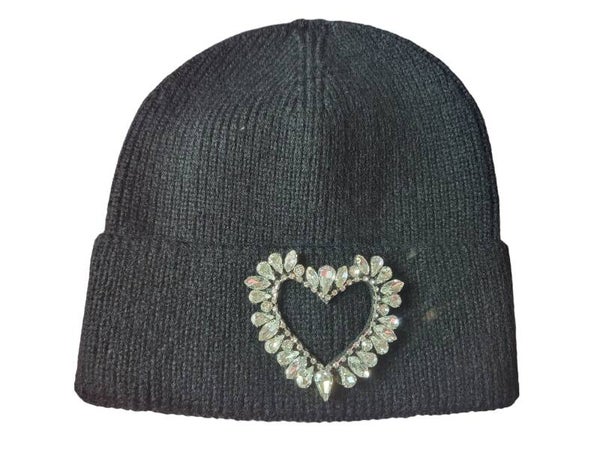 Mütze schwarz "Herz", Gr. onesize, 1x verfügbar